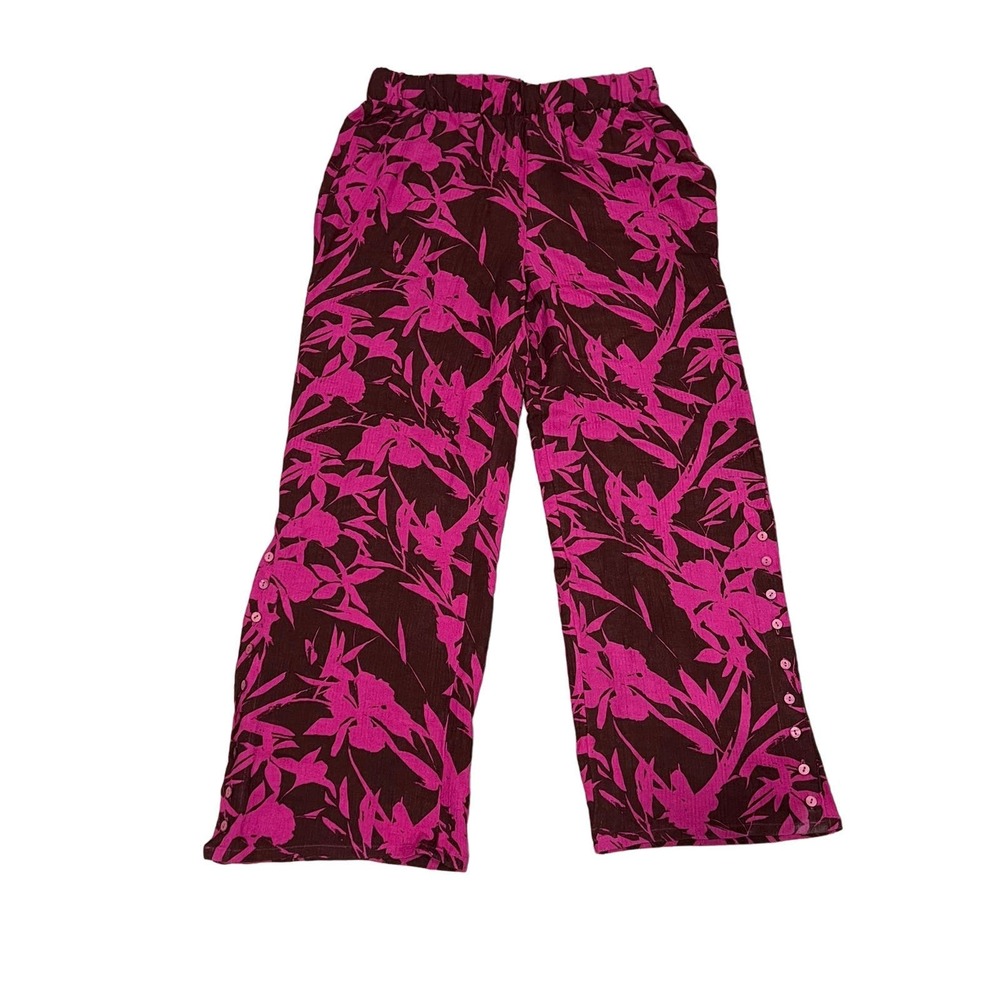 New Soft Surroundings Pink Floral Print Pants, M,‎ #458-R